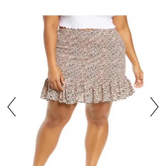 bp Dresses & Skirts - BP Pink Camo Smocked Ruffle Hem Mini Skirt